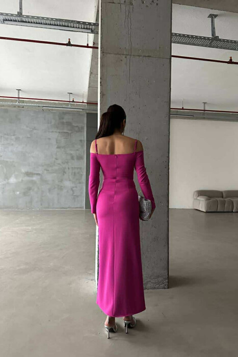 LONG SLEEVE LONG WOMAN DRESS FUCHSIA/CIKLAMI - 3