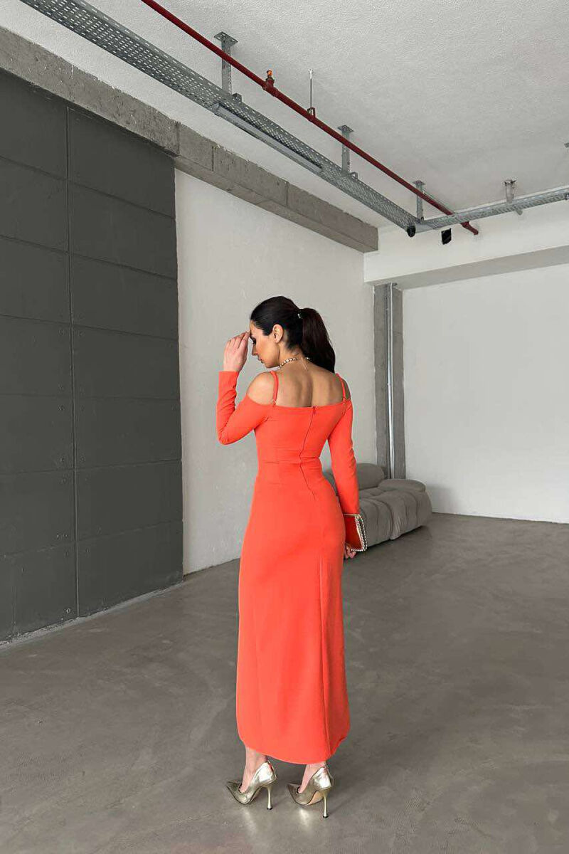 LONG SLEEVE LONG WOMAN DRESS ORANGE/PORTOKALLI - 2