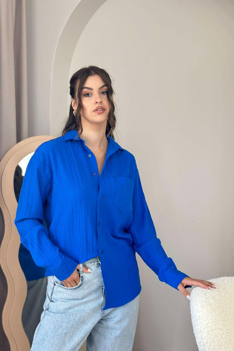 LONG SLEEVE ONE COLOR WOMEN SHIRT BLUE/BLU - 1