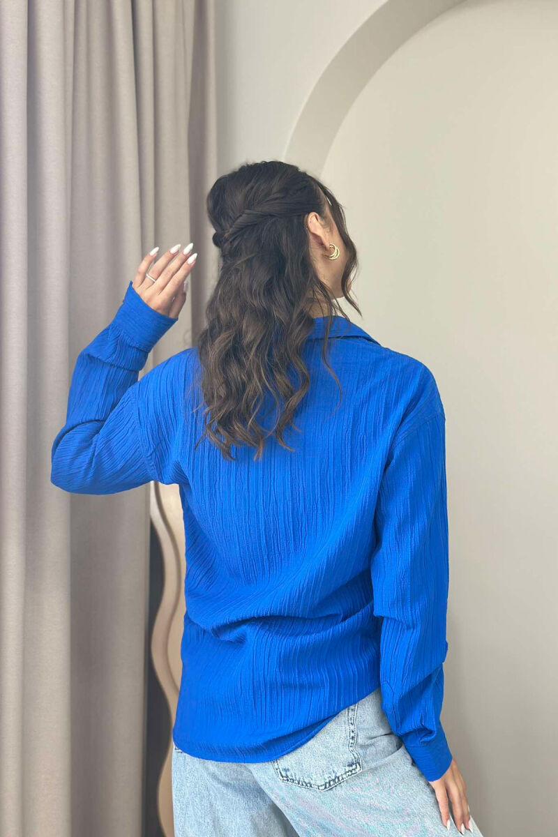 LONG SLEEVE ONE COLOR WOMEN SHIRT BLUE/BLU - 4