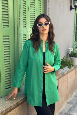 LONG SLEEVE ONE COLOR WOMEN SHIRT GREEN/JESHILE 