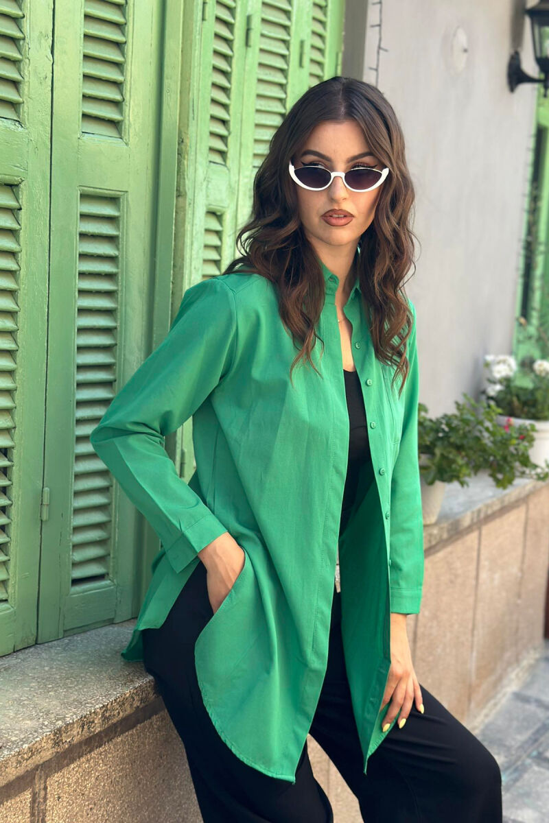 LONG SLEEVE ONE COLOR WOMEN SHIRT GREEN/JESHILE - 3