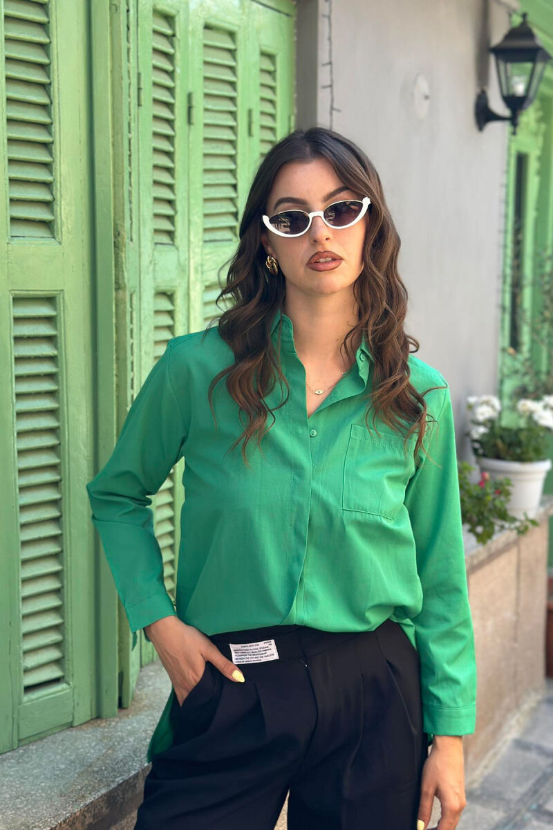 LONG SLEEVE ONE COLOR WOMEN SHIRT GREEN/JESHILE - 4