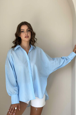 LONG SLEEVE ONE COLOR WOMEN SHIRT LIGHTBLUE/BZ 