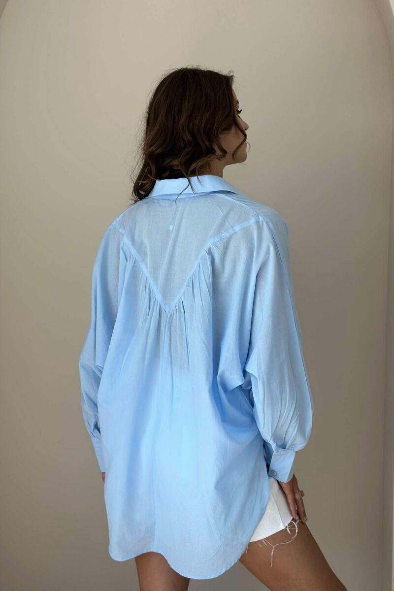 LONG SLEEVE ONE COLOR WOMEN SHIRT LIGHTBLUE/BZ - 2