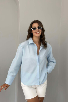 LONG SLEEVE ONE COLOR WOMEN SHIRT LIGHTBLUE/BZ 