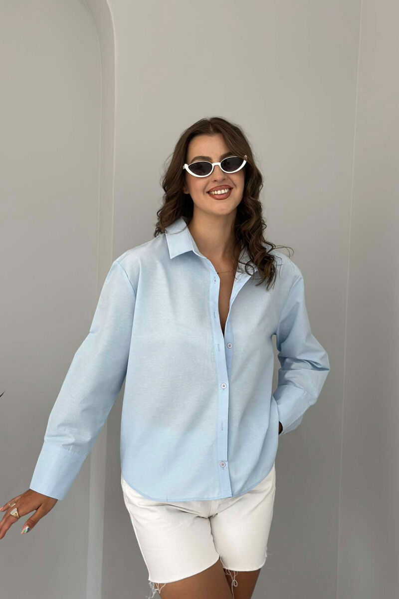 LONG SLEEVE ONE COLOR WOMEN SHIRT LIGHTBLUE/BZ - 1