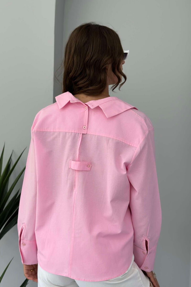 LONG SLEEVE ONE COLOR WOMEN SHIRT PINK/ROZE - 3