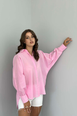 LONG SLEEVE ONE COLOR WOMEN SHIRT PINK/ROZE 