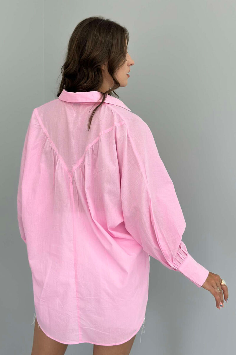 LONG SLEEVE ONE COLOR WOMEN SHIRT PINK/ROZE - 3