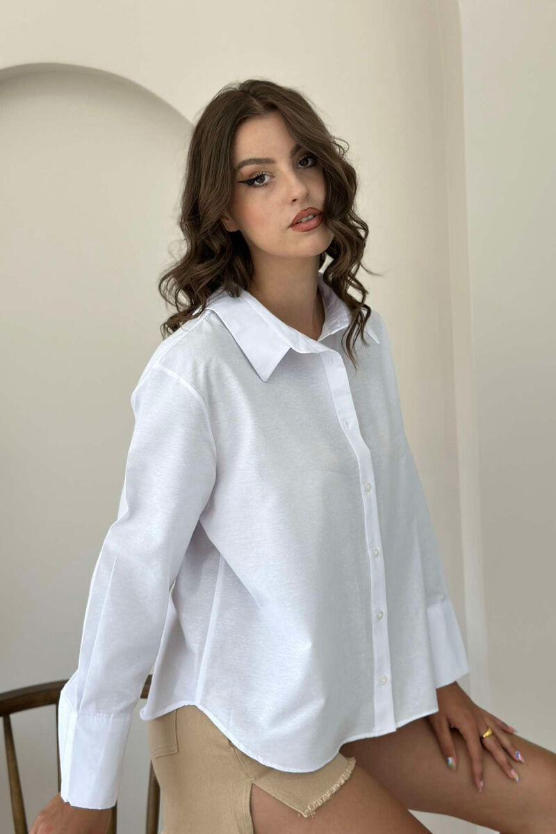 LONG SLEEVE ONE COLOR WOMEN SHIRT WHITE-E BARDHE - 2