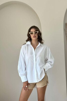 LONG SLEEVE ONE COLOR WOMEN SHIRT WHITE-E BARDHE 