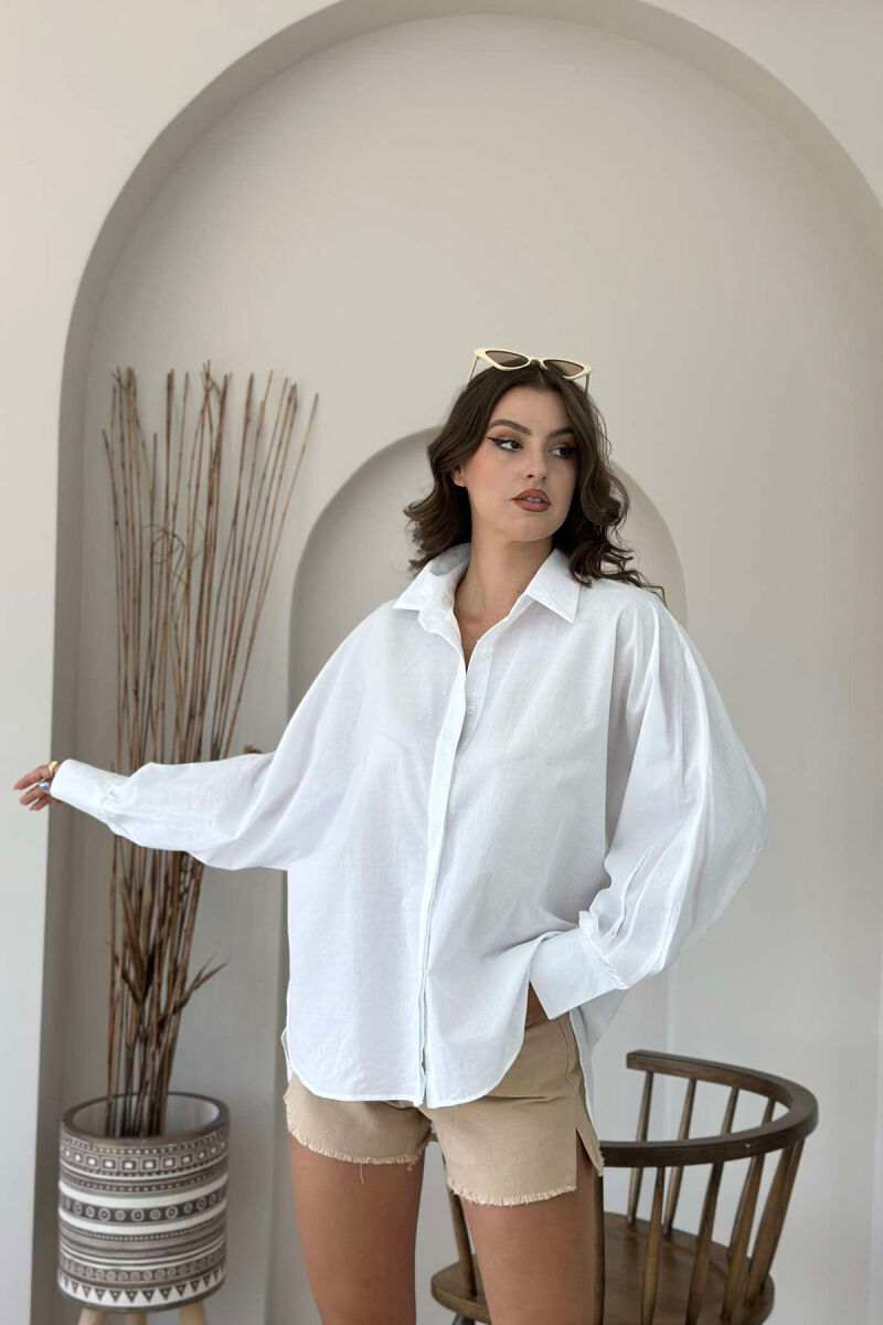 LONG SLEEVE ONE COLOR WOMEN SHIRT WHITE-E BARDHE - 3