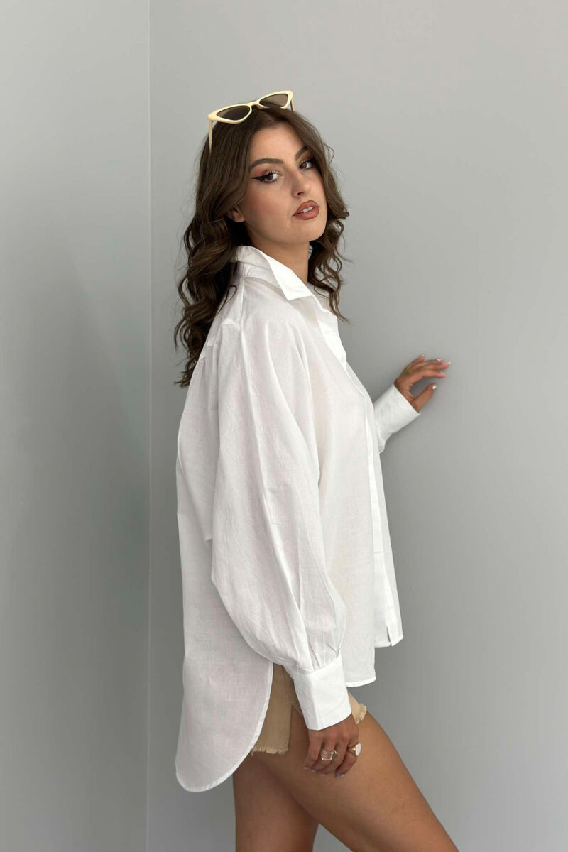 LONG SLEEVE ONE COLOR WOMEN SHIRT WHITE-E BARDHE - 4