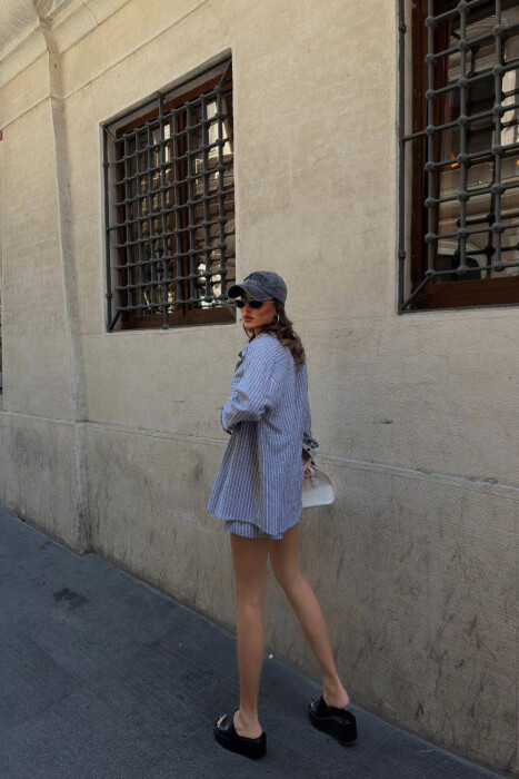 LONG SLEEVE SHIRT+SHORTS WOMEN SET GREY/GRI - 3