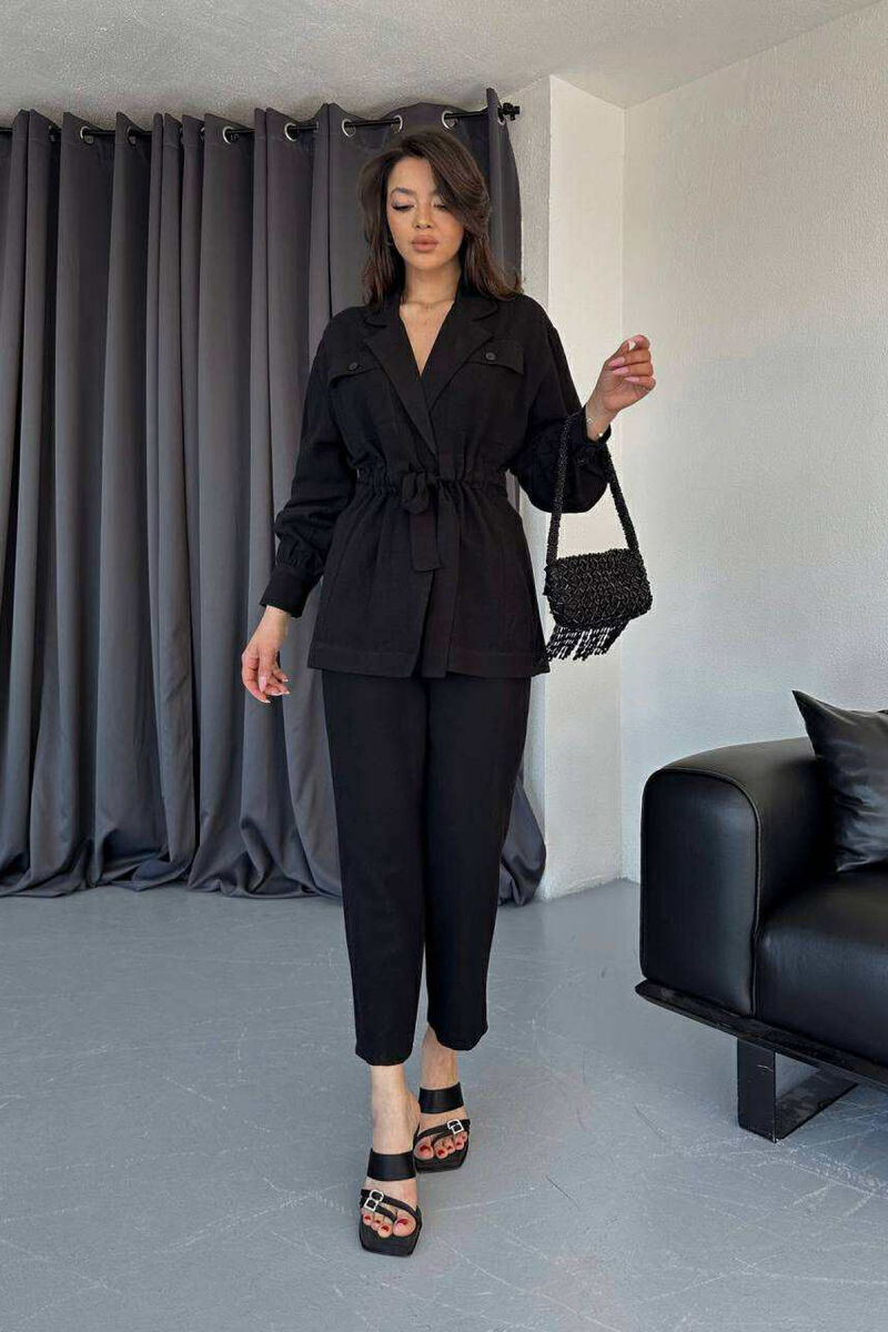 LONG SLEEVE SHIRT+TROUSERS LACING WOMEN SET BLACK/ E ZEZE - 1
