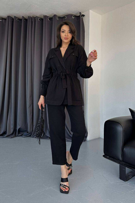 LONG SLEEVE SHIRT+TROUSERS LACING WOMEN SET BLACK/ E ZEZE - 2
