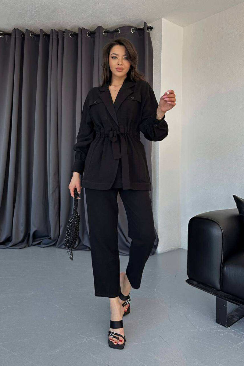 LONG SLEEVE SHIRT+TROUSERS LACING WOMEN SET BLACK/ E ZEZE - 2