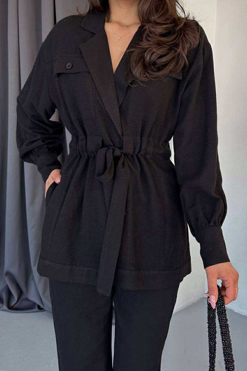 LONG SLEEVE SHIRT+TROUSERS LACING WOMEN SET BLACK/ E ZEZE - 3