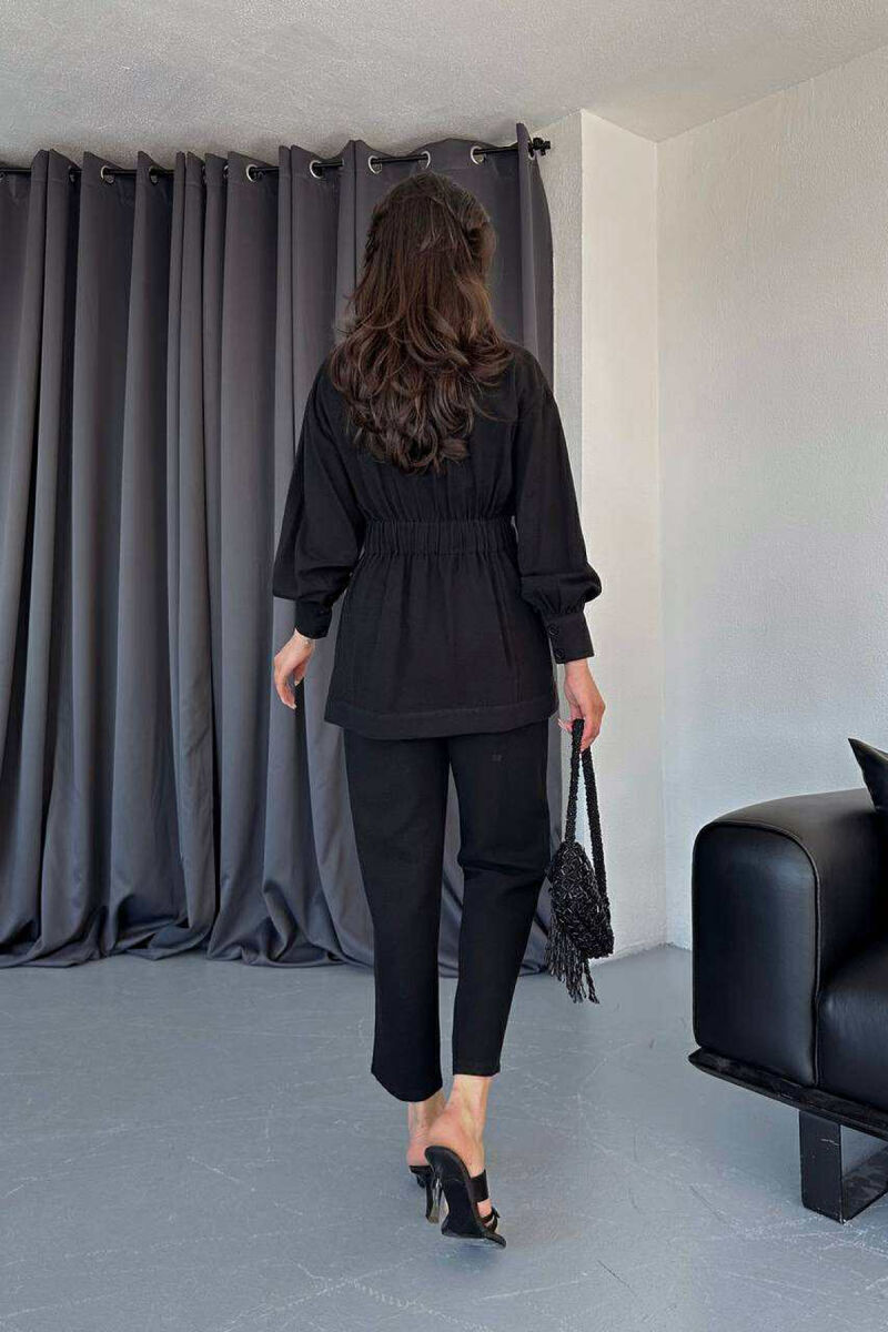LONG SLEEVE SHIRT+TROUSERS LACING WOMEN SET BLACK/ E ZEZE - 4