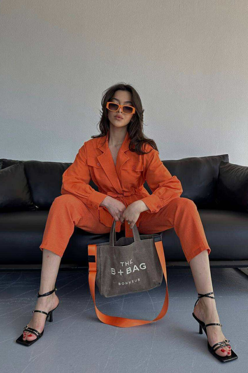 LONG SLEEVE SHIRT+TROUSERS LACING WOMEN SET ORANGE/PORTOKALLI - 2
