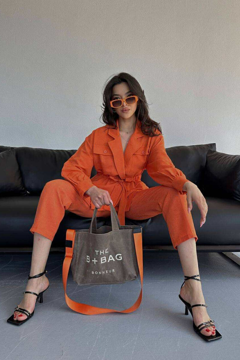LONG SLEEVE SHIRT+TROUSERS LACING WOMEN SET ORANGE/PORTOKALLI - 3