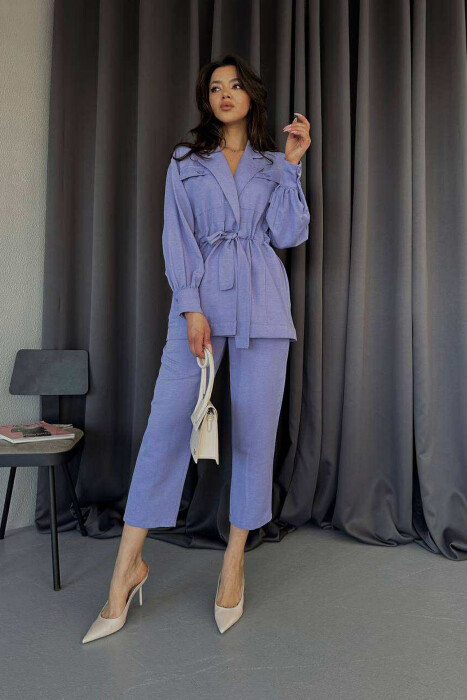 LONG SLEEVE SHIRT+TROUSERS LACING WOMEN SET PURPLE/LEJLA 