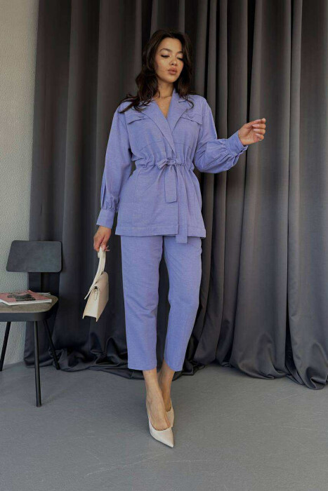 LONG SLEEVE SHIRT+TROUSERS LACING WOMEN SET PURPLE/LEJLA - 2