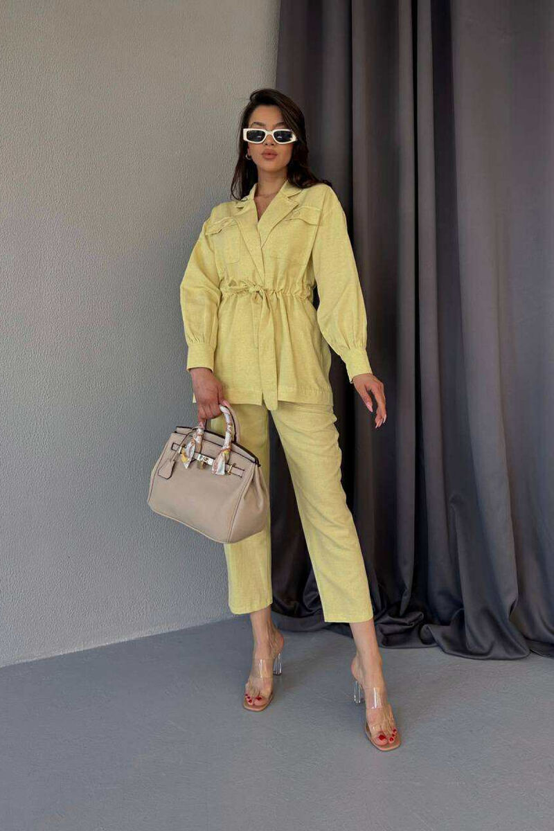 LONG SLEEVE SHIRT+TROUSERS LACING WOMEN SET YELLOW/E VERDHE - 4