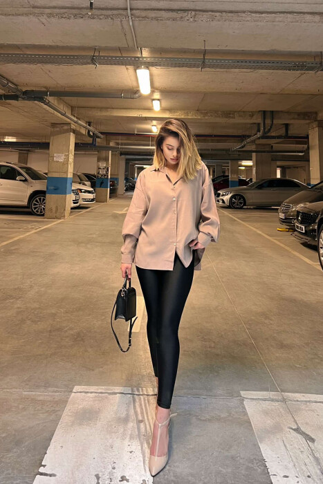 LONG SLEEVE SIMPLE WOMEN SHIRT IN BEIGE COLOR - 6