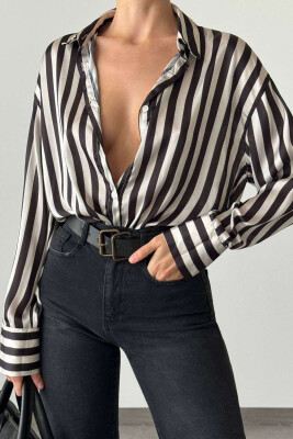 LONG SLEEVE STRIPES WOMEN SHIRT BLACK-GREY/ZEGR 