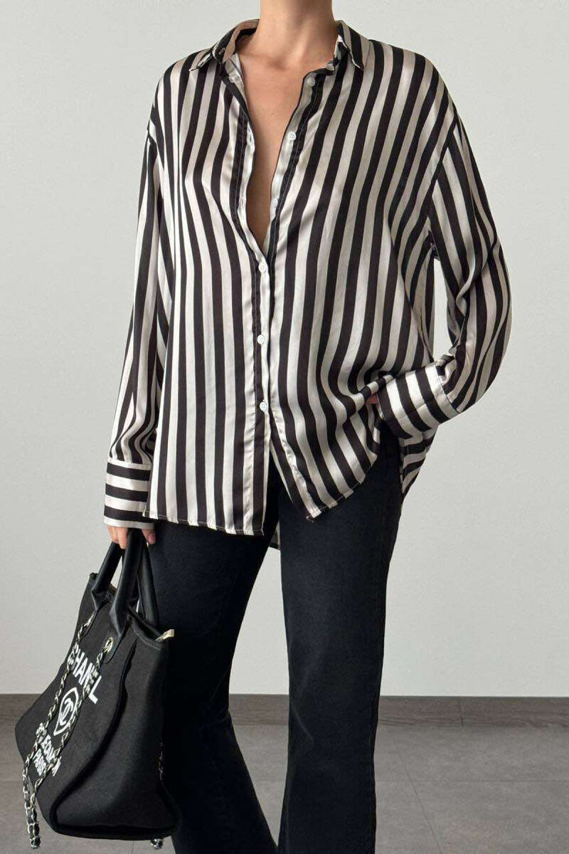 LONG SLEEVE STRIPES WOMEN SHIRT BLACK-GREY/ZEGR - 2