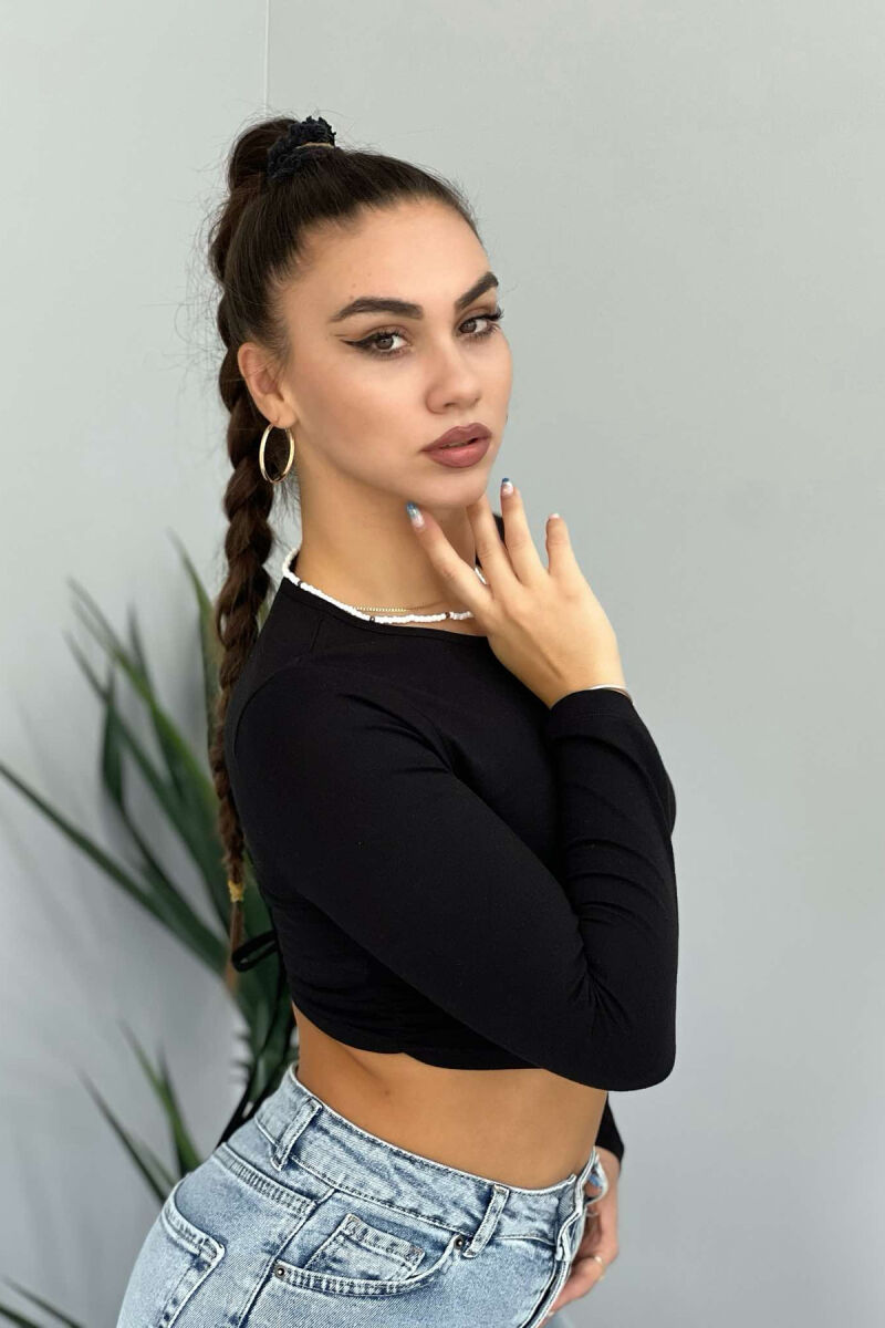 LONG SLEEVE WOMEN CROP TOP BLACK/ E ZEZE - 2