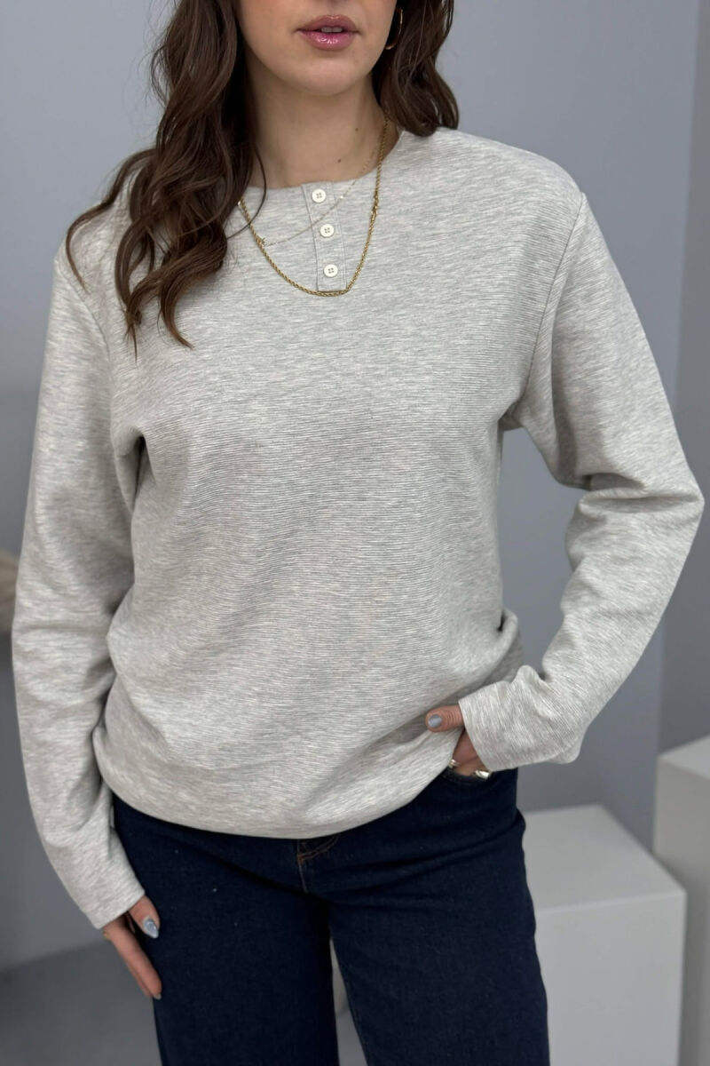 LONG SLEEVES BUTTONS WOMEN SWEATSHIRT BEIGE/BEZHE - 3