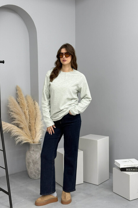 LONG SLEEVES BUTTONS WOMEN SWEATSHIRT MINT/MENTE 