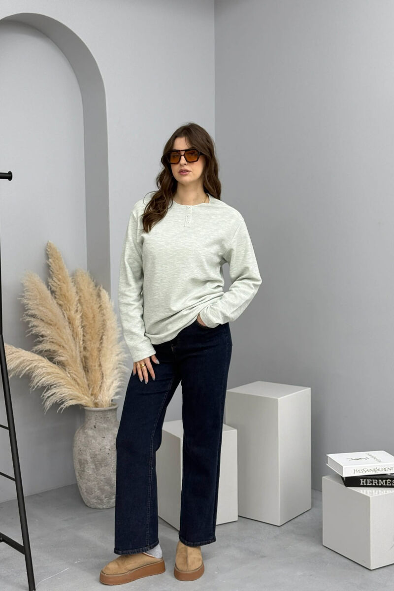 LONG SLEEVES BUTTONS WOMEN SWEATSHIRT MINT/MENTE - 1