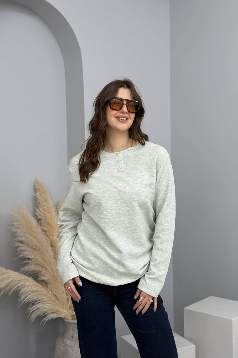 LONG SLEEVES BUTTONS WOMEN SWEATSHIRT MINT/MENTE - 2