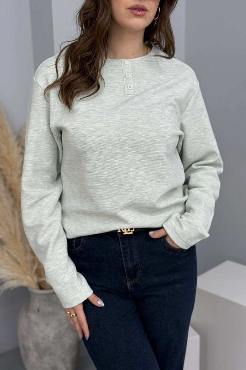 LONG SLEEVES BUTTONS WOMEN SWEATSHIRT MINT/MENTE - 3