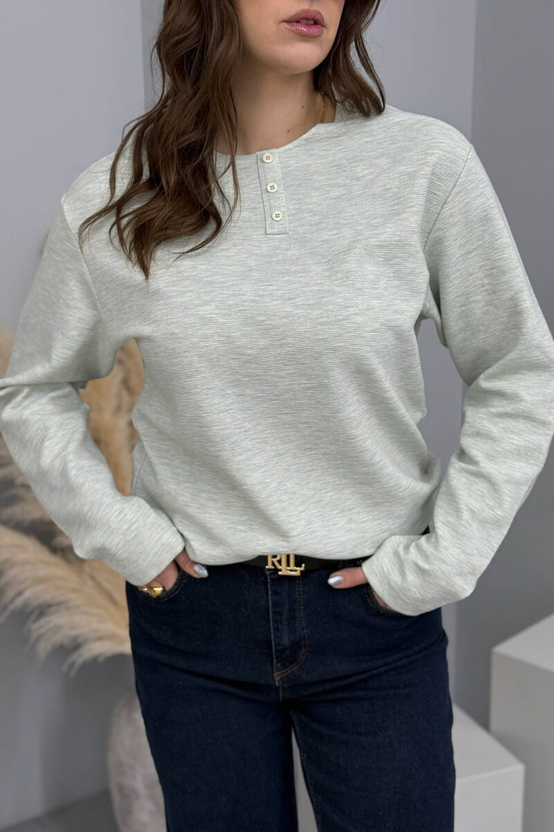 LONG SLEEVES BUTTONS WOMEN SWEATSHIRT MINT/MENTE - 4