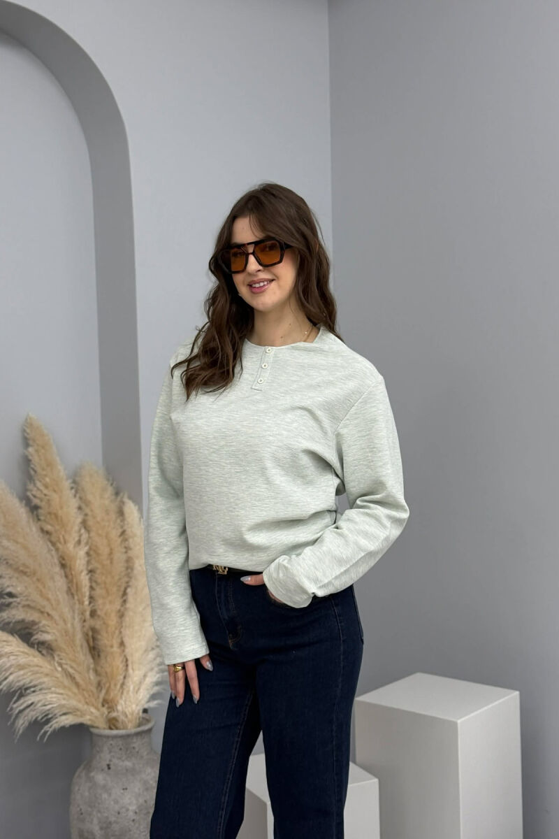 LONG SLEEVES BUTTONS WOMEN SWEATSHIRT MINT/MENTE - 5