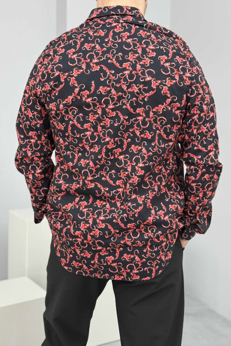 LONG SLEEVES DESIGNED MEN SHIRT BLACK/ E ZEZE - 2