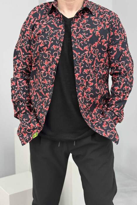 LONG SLEEVES DESIGNED MEN SHIRT BLACK/ E ZEZE - 3