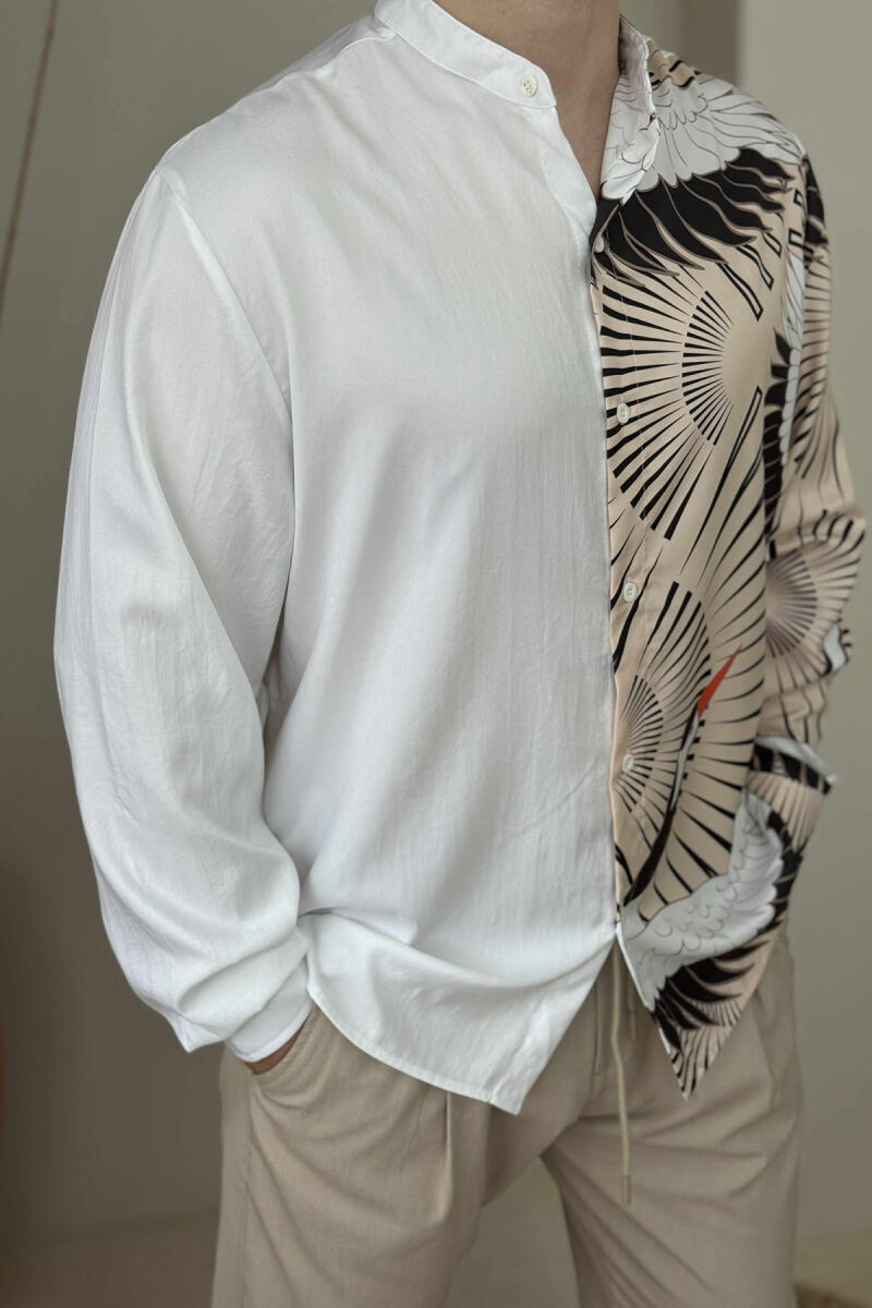LONG SLEEVES DESIGNED MEN SHIRT WHITE-E BARDHE - 1