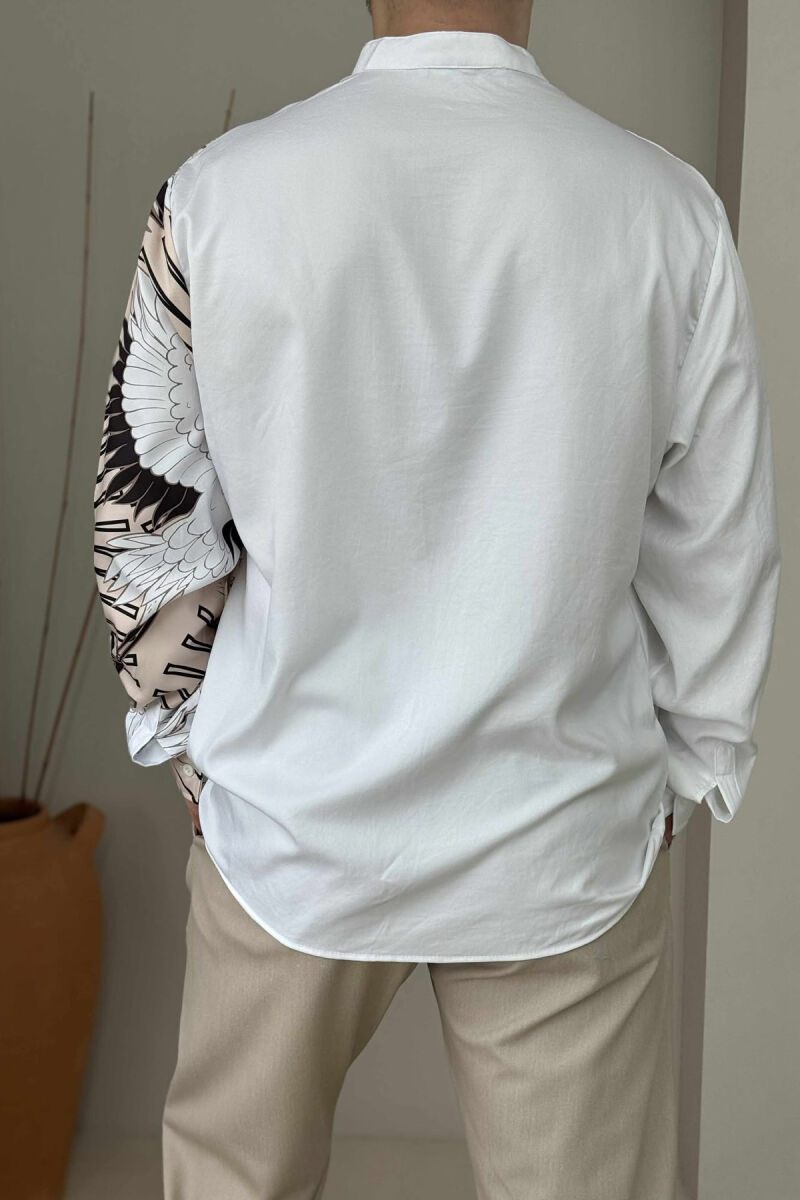 LONG SLEEVES DESIGNED MEN SHIRT WHITE-E BARDHE - 3