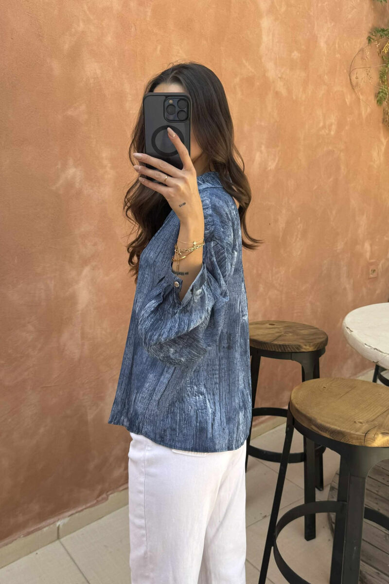 LONG SLEEVES DESIGNED WOMEN SHIRT BLUE/BLU - 4