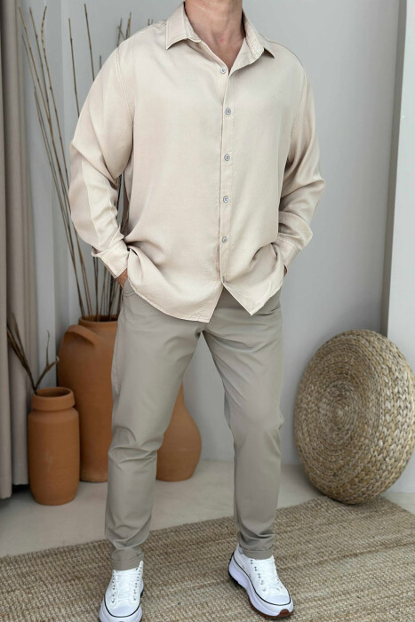 LONG SLEEVES ONE COLOR MEN SHIRT BEIGE/BEZHE SHIRTS OP-2005 LONG SLEEVES ONE COLOR MEN SHIRT BEIGE/BEZHE SHIRTS OP-2005
