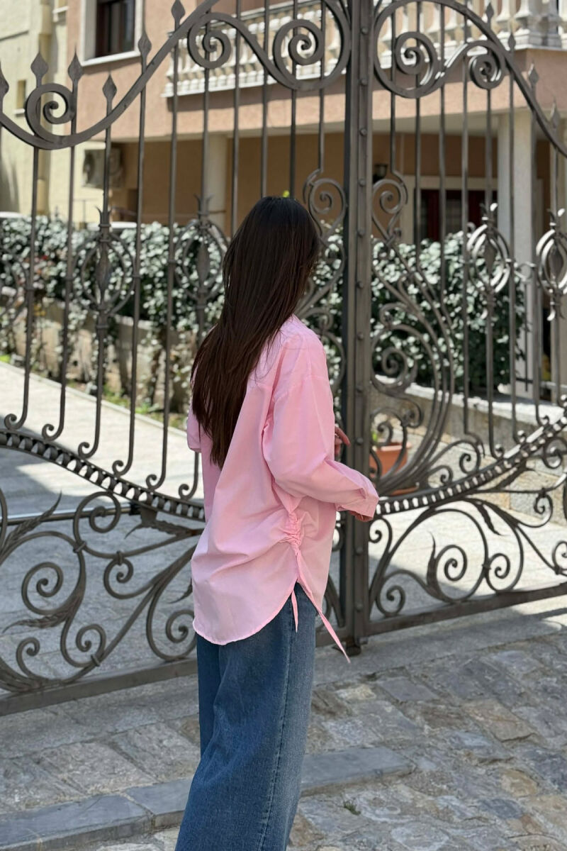 LONG SLEEVES ONE COLOR SIMPLE WOMEN SHIRT BABY PINK/ROZB - 4