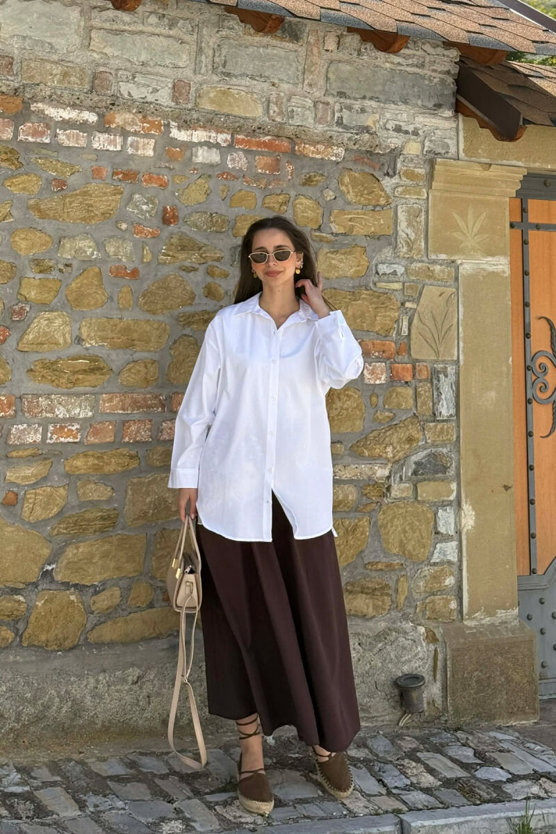 LONG SLEEVES ONE COLOR SIMPLE WOMEN SHIRT WHITE-E BARDHE - 3