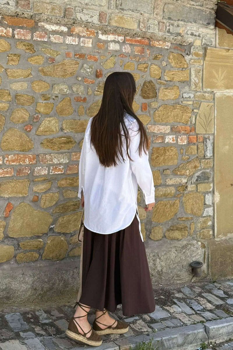 LONG SLEEVES ONE COLOR SIMPLE WOMEN SHIRT WHITE-E BARDHE - 5
