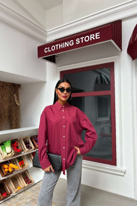 LONG SLEEVES ONE COLOR WOMEN SHIRT BURGUNDY/VISHNJE 